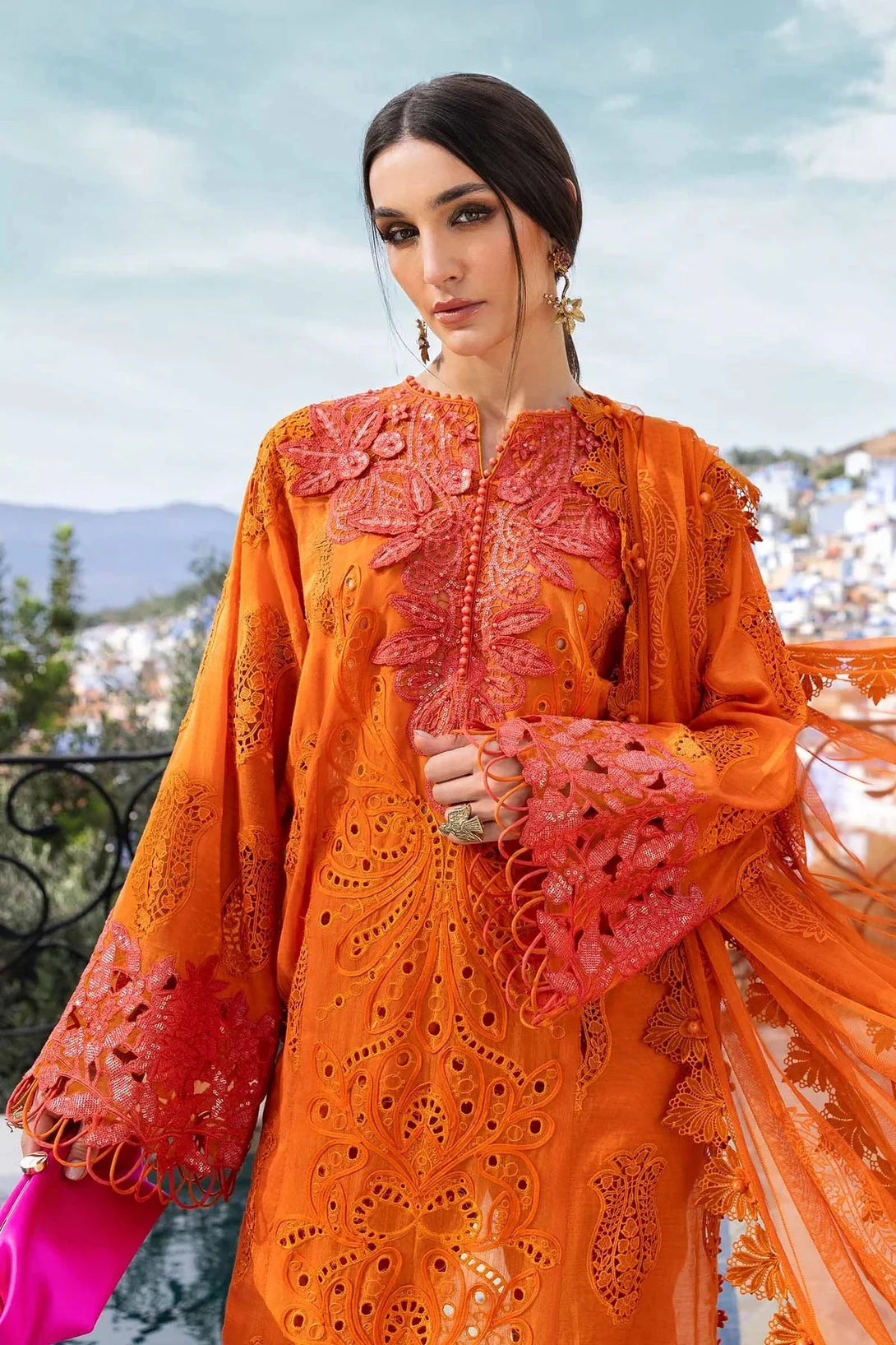 3 Piece stitched Embroidered Paper Cotton Suit | D - 2505 - B - NEW NAMAL PRET
