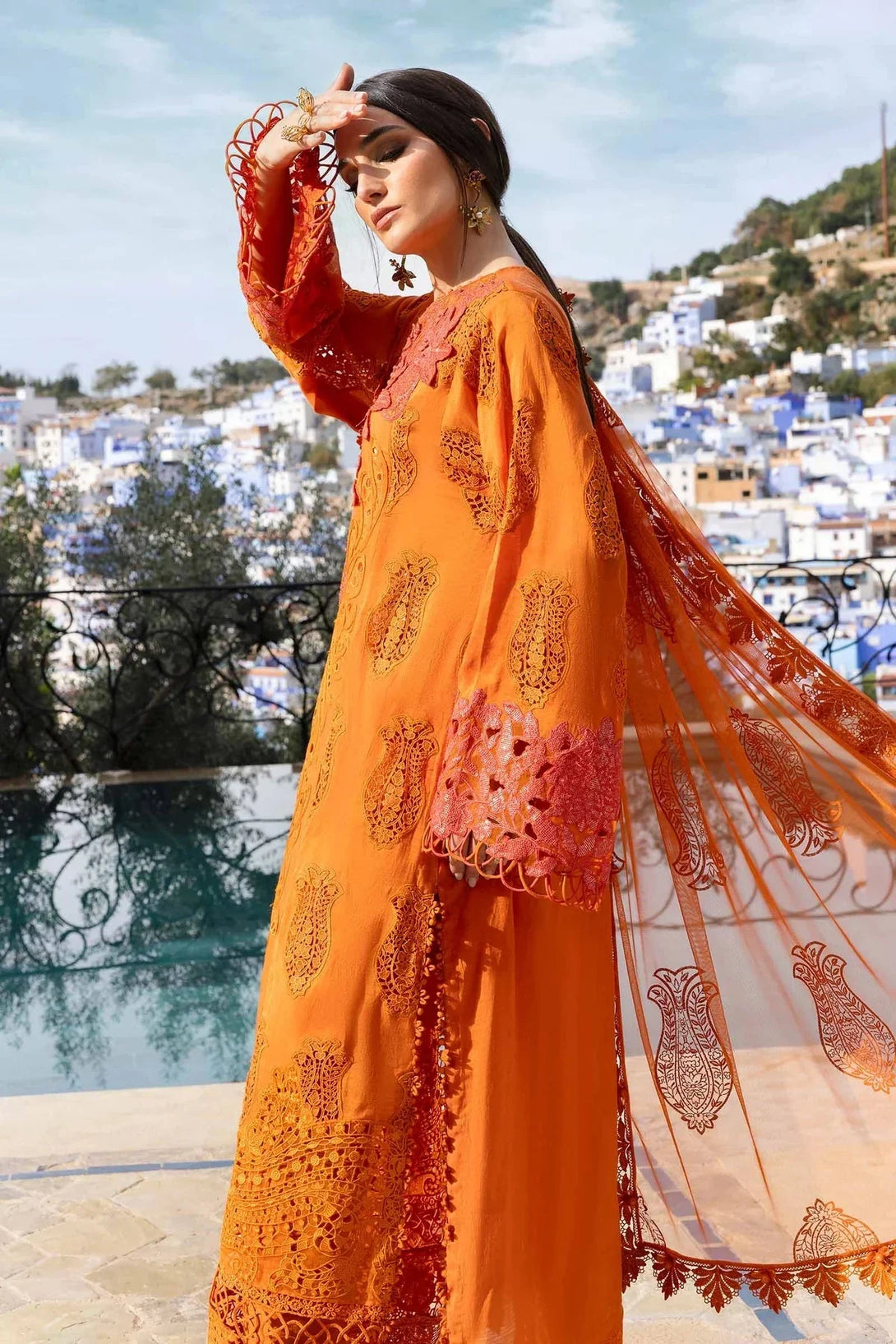 3 Piece stitched Embroidered Paper Cotton Suit | D - 2505 - B - NEW NAMAL PRET