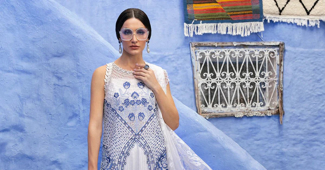 3 Piece stitched Embroidered Paper Cotton Suit | D - 2510 - A - NEW NAMAL PRET