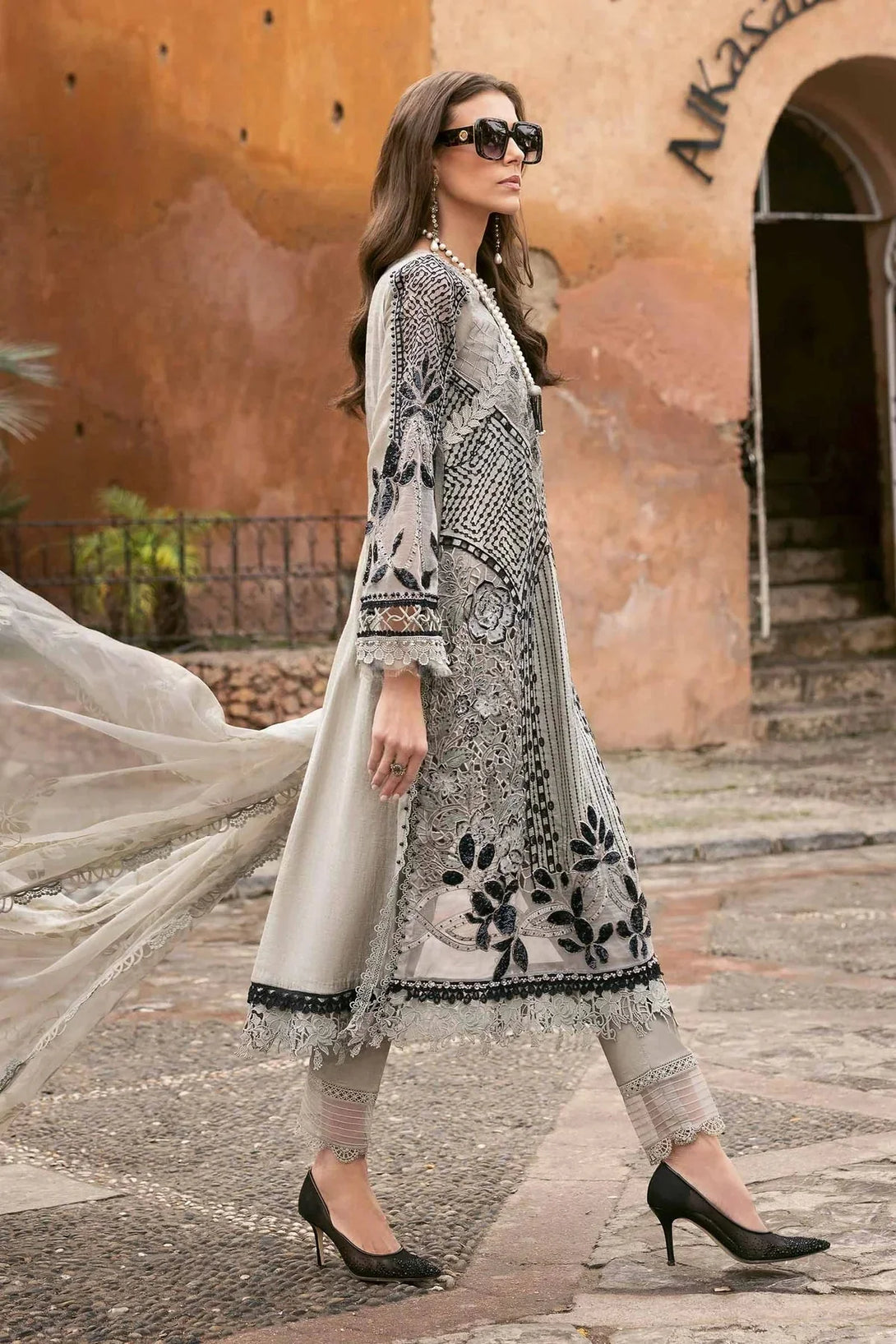 3 Piece stitched Embroidered Paper Cotton Suit | D - 2510 - B - NEW NAMAL PRET
