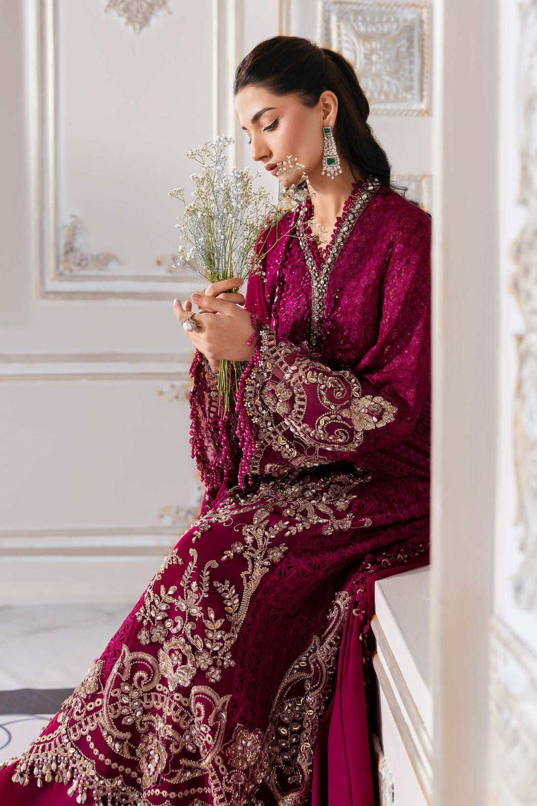 3 Piece Unstitched Embroidered Chiffon Suit | BD - 3003 - NEW NAMAL PRET