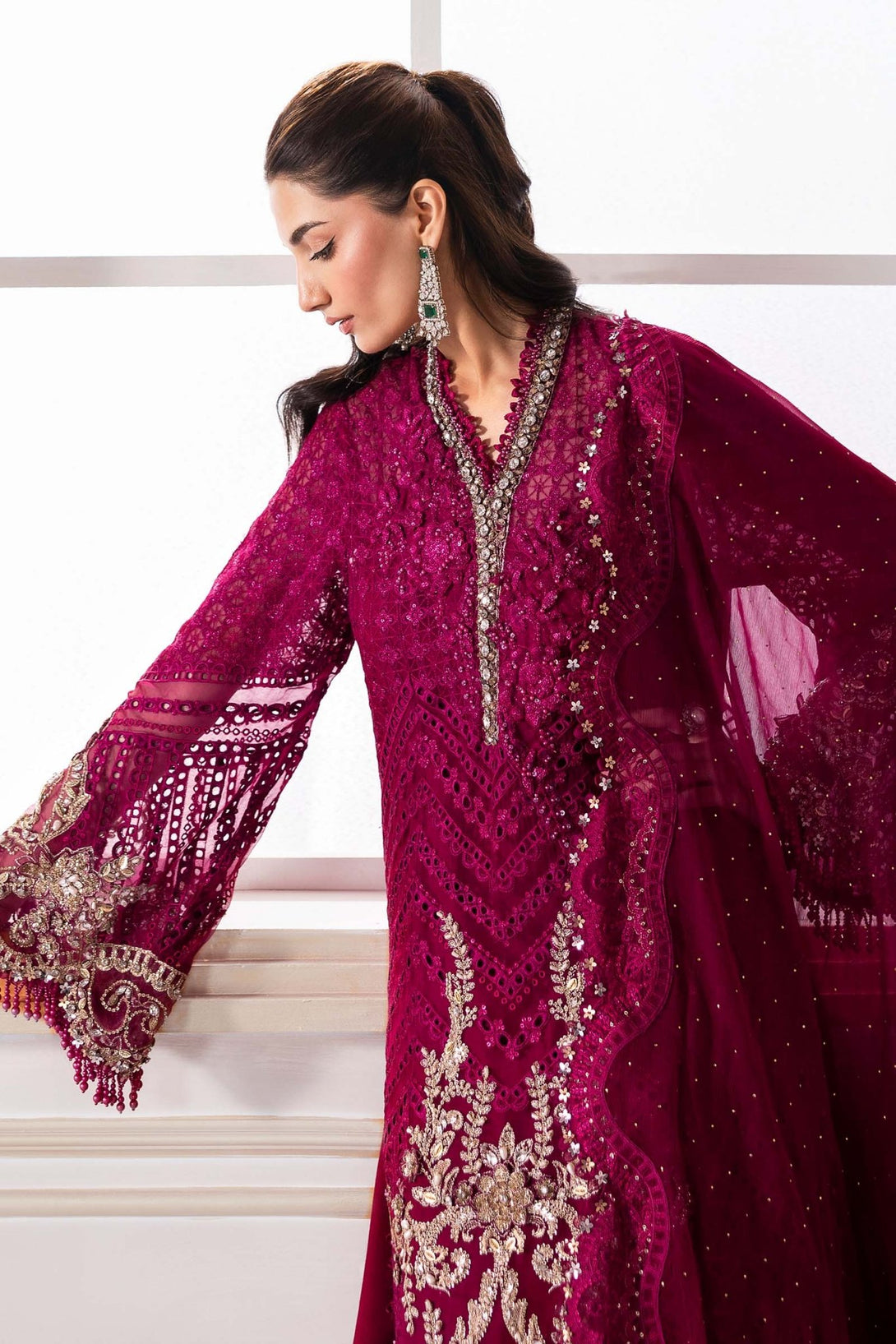 3 Piece Unstitched Embroidered Chiffon Suit | BD - 3003 - NEW NAMAL PRET