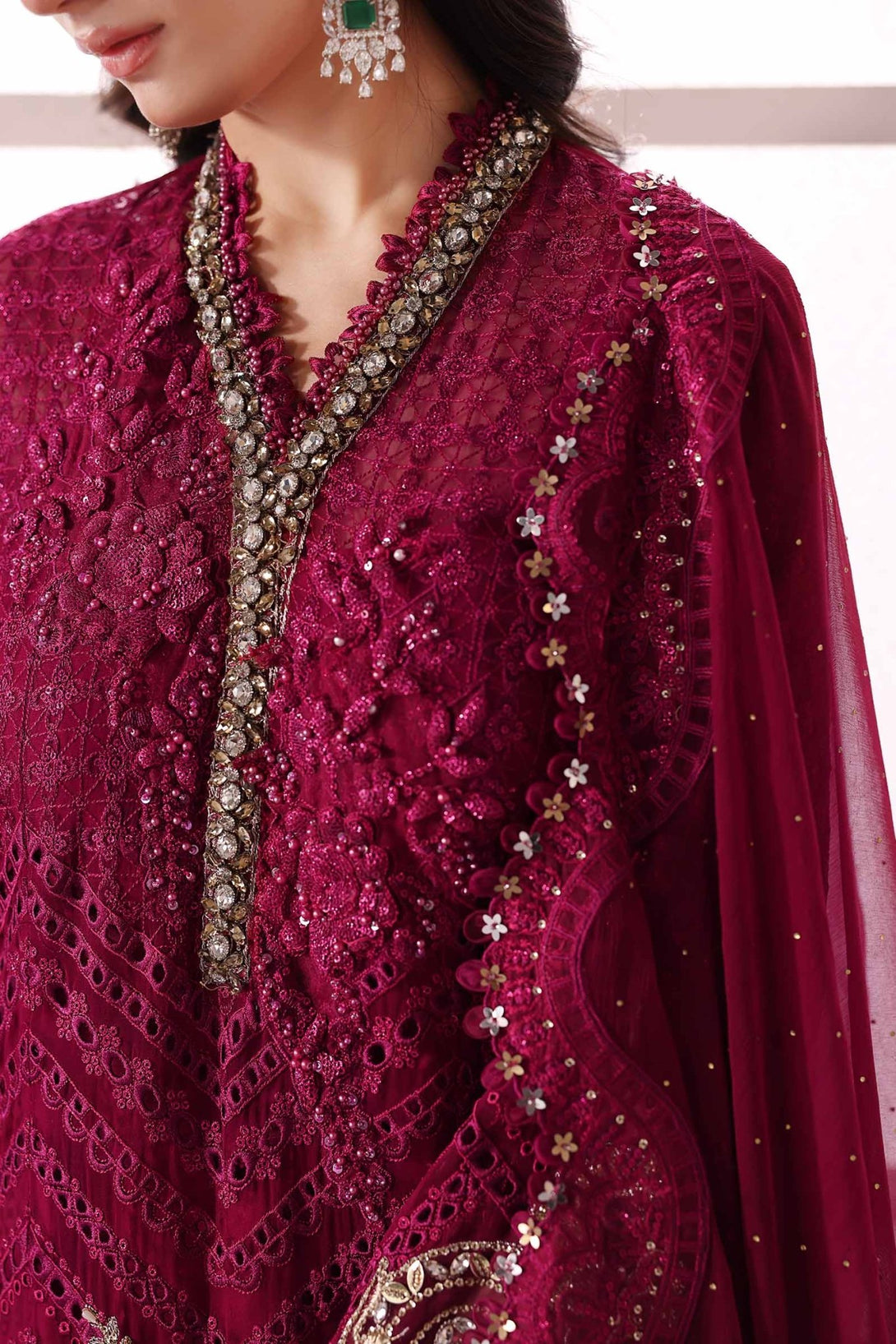 3 Piece Unstitched Embroidered Chiffon Suit | BD - 3003 - NEW NAMAL PRET