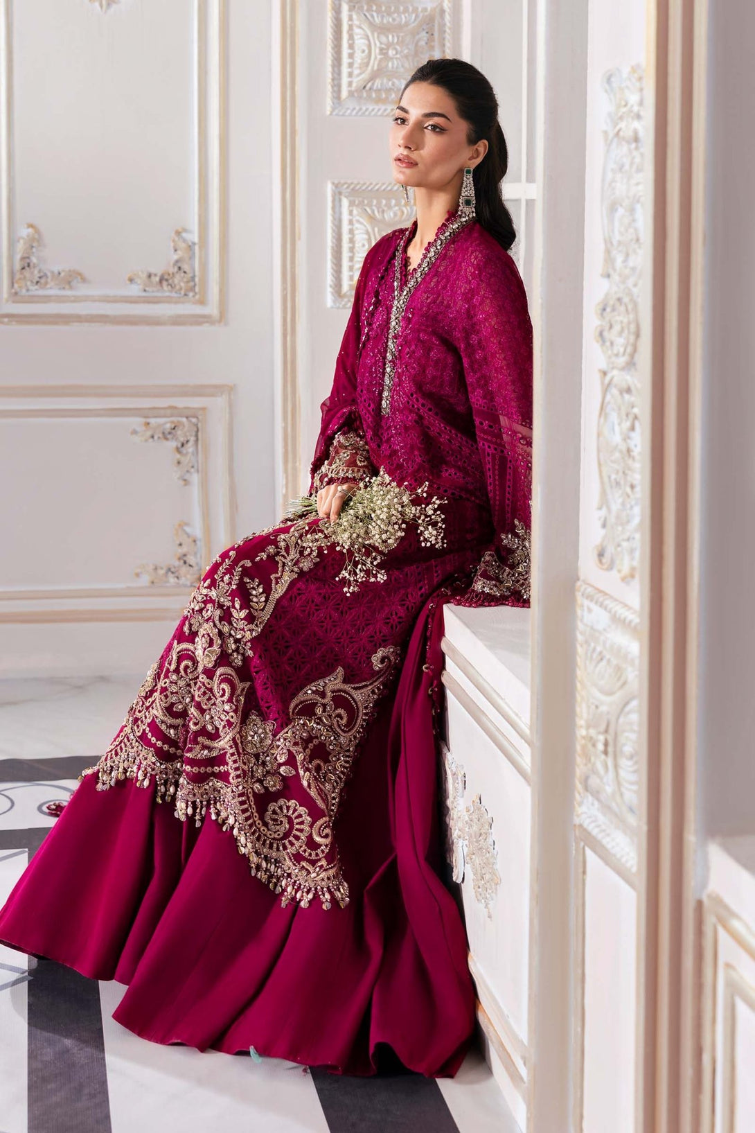 3 Piece Unstitched Embroidered Chiffon Suit | BD - 3003 - NEW NAMAL PRET