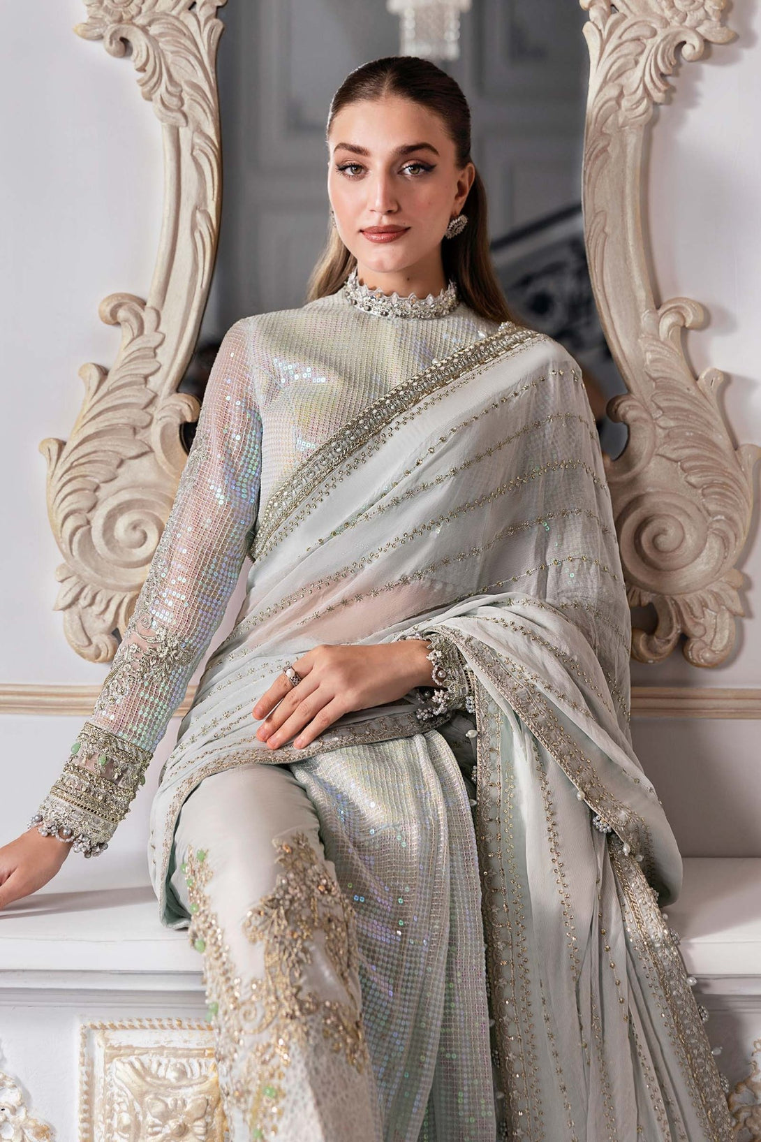 3 Piece Unstitched Embroidered Chiffon Suit | BD - 3005 - NEW NAMAL PRET