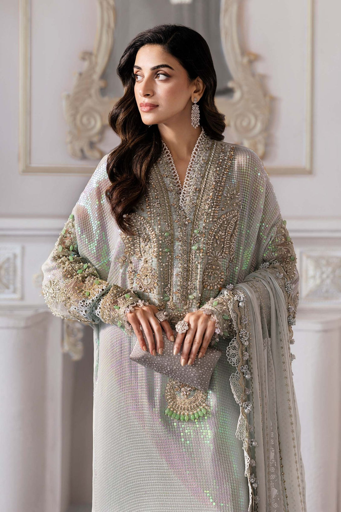 3 Piece Unstitched Embroidered Chiffon Suit | BD - 3005 - NEW NAMAL PRET