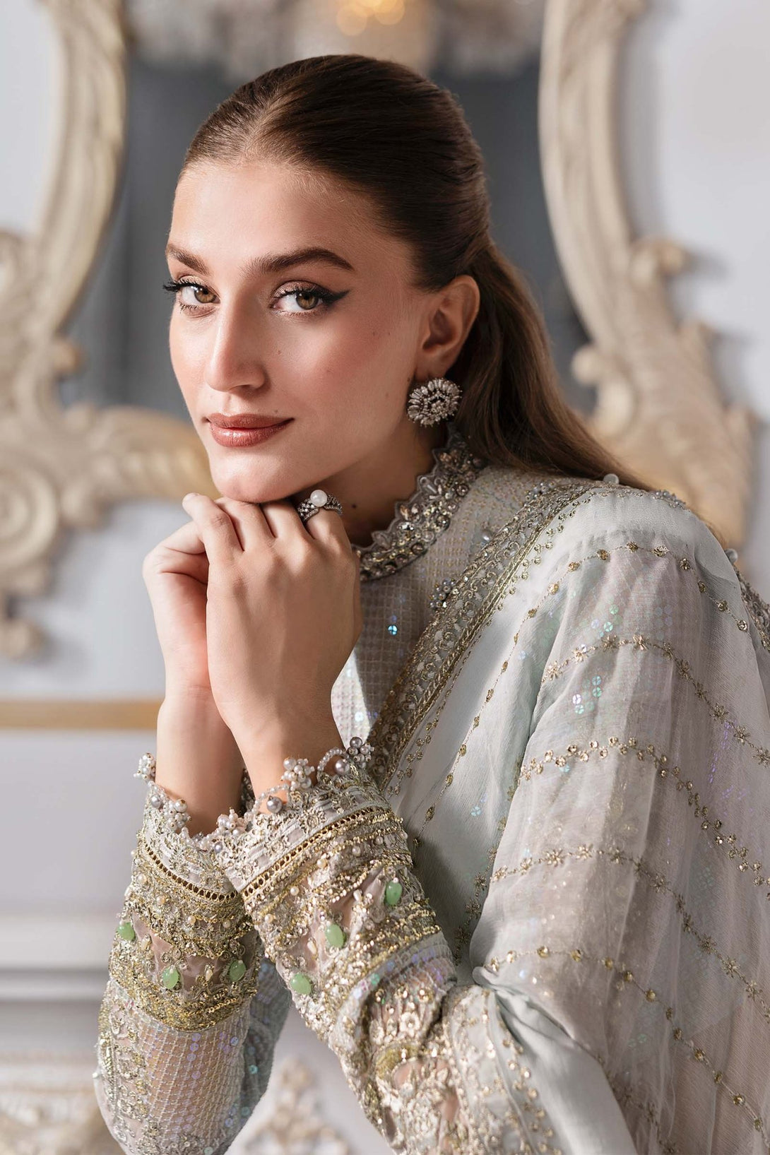 3 Piece Unstitched Embroidered Chiffon Suit | BD - 3005 - NEW NAMAL PRET