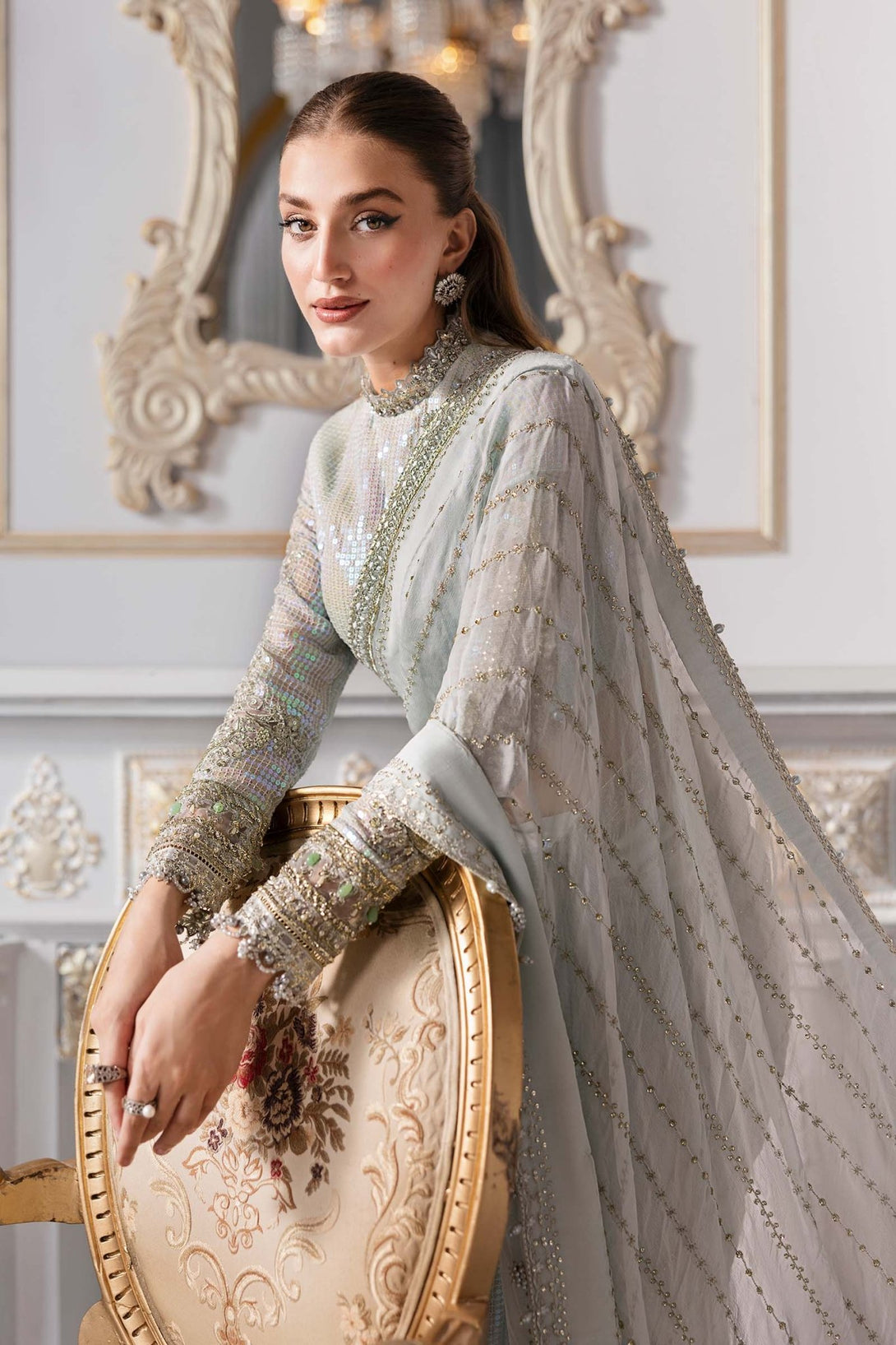 3 Piece Unstitched Embroidered Chiffon Suit | BD - 3005 - NEW NAMAL PRET