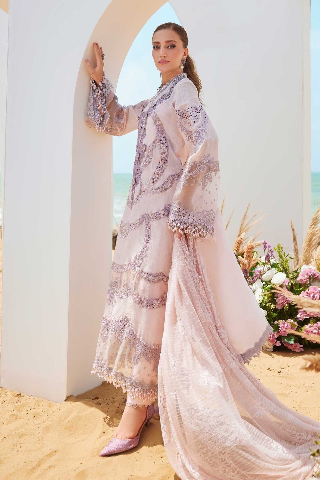 3 Piece Unstitched Embroidered Jacquard Lawn Suit | EID LAWN - 25 - 02 - NEW NAMAL PRET