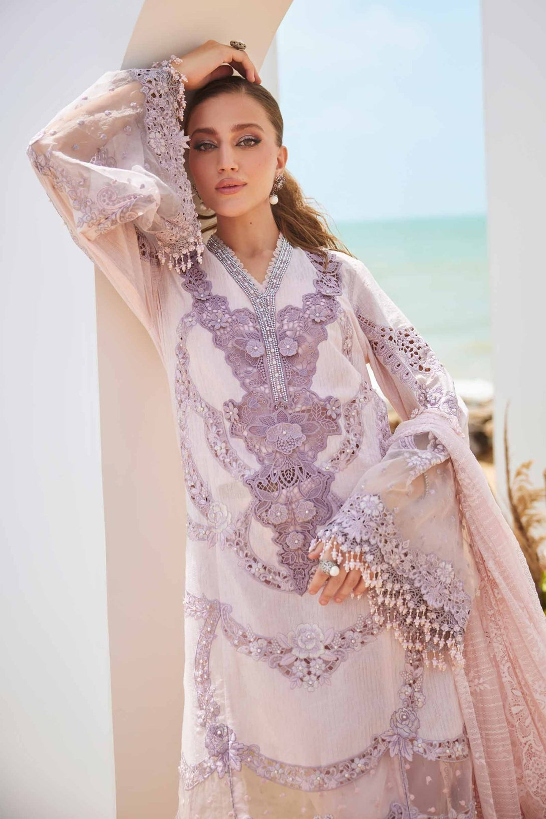 3 Piece Unstitched Embroidered Jacquard Lawn Suit | EID LAWN - 25 - 02 - NEW NAMAL PRET