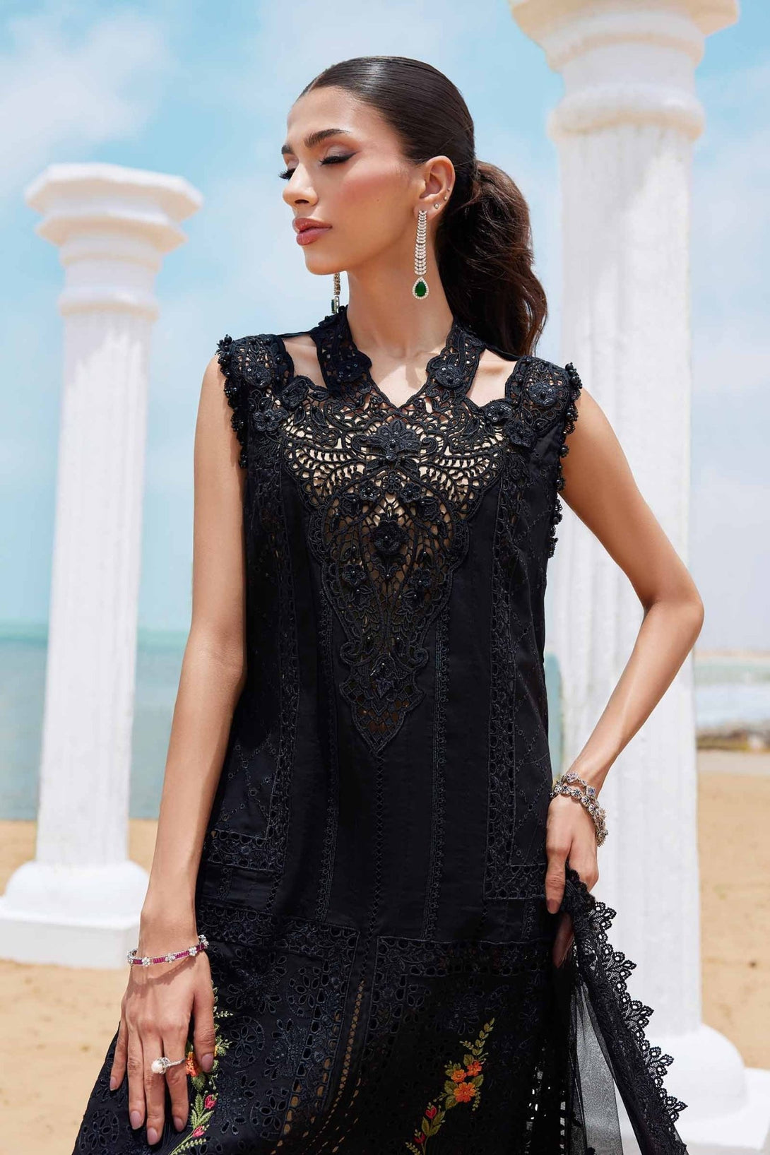 3 Piece Unstitched Embroidered Lawn Suit | EID LAWN - 25 - 01 - NEW NAMAL PRET