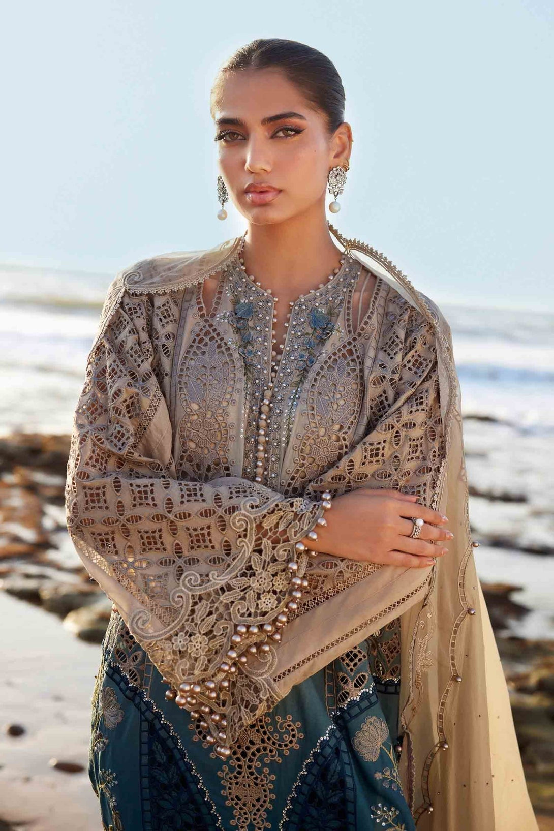 3 Piece Unstitched Embroidered Lawn Suit | EID LAWN - 25 - 08 - NEW NAMAL PRET