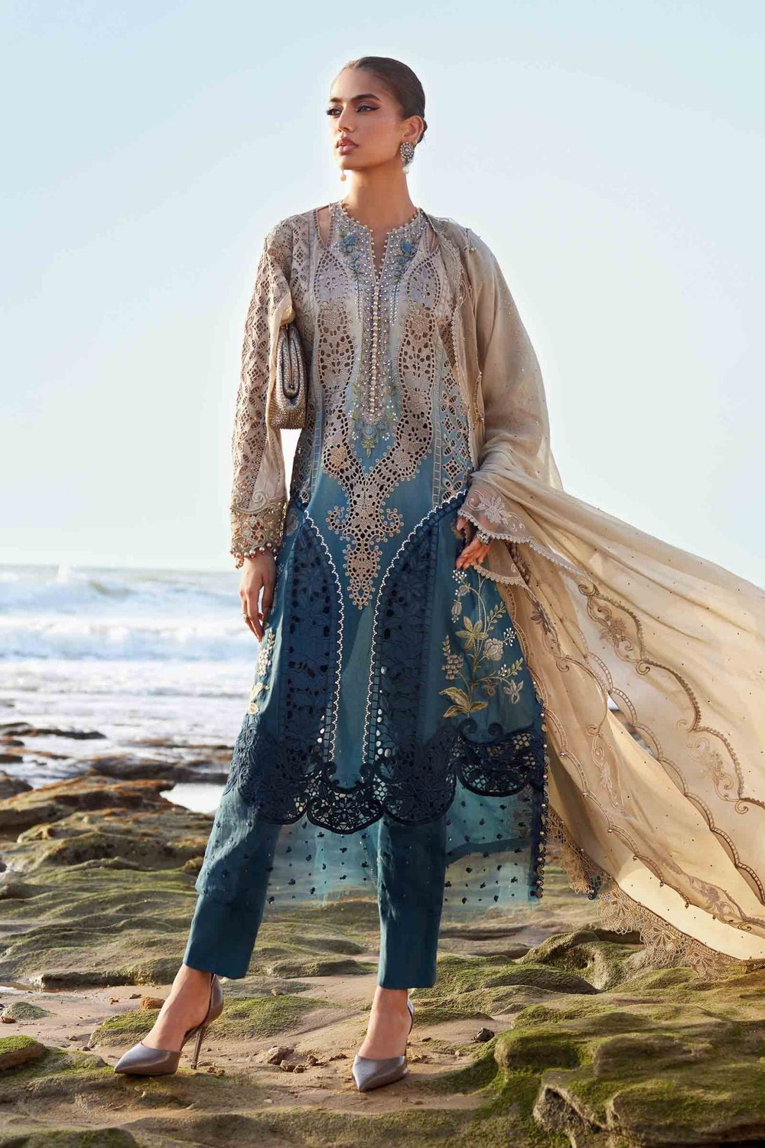 3 Piece Unstitched Embroidered Lawn Suit | EID LAWN - 25 - 08 - NEW NAMAL PRET