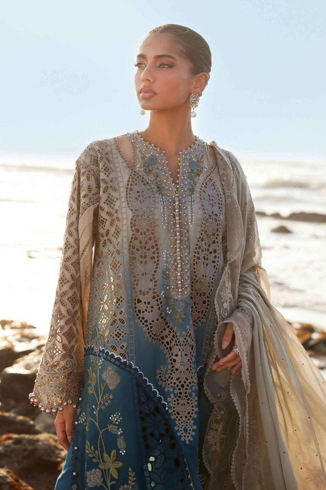 3 Piece Unstitched Embroidered Lawn Suit | EID LAWN - 25 - 08 - NEW NAMAL PRET