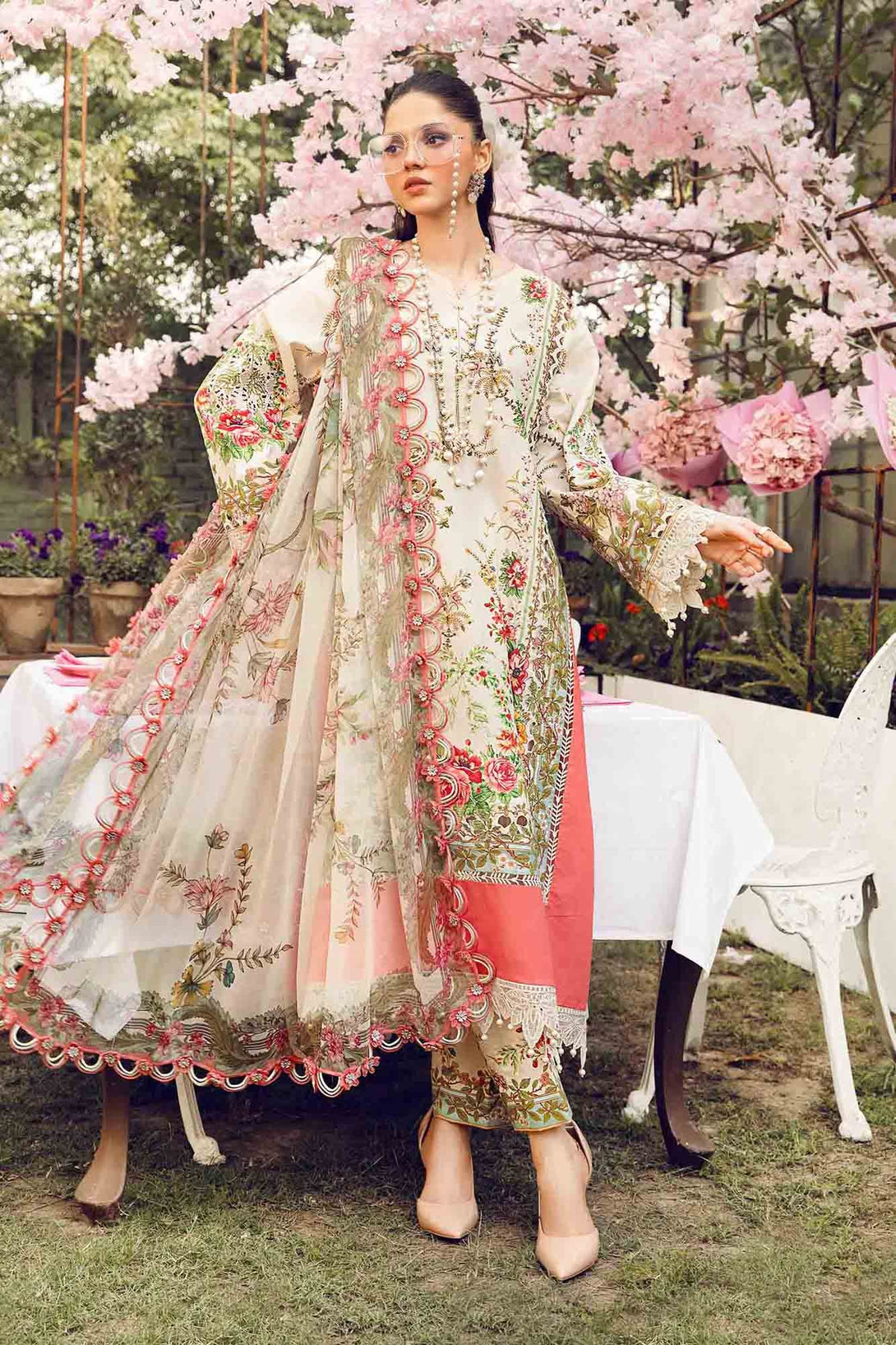 3 Piece Unstitched Embroidered Lawn Suit | MPT - 2605 - A - NEW NAMAL PRET