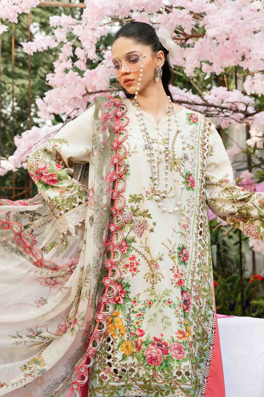 3 Piece Unstitched Embroidered Lawn Suit | MPT - 2605 - A - NEW NAMAL PRET
