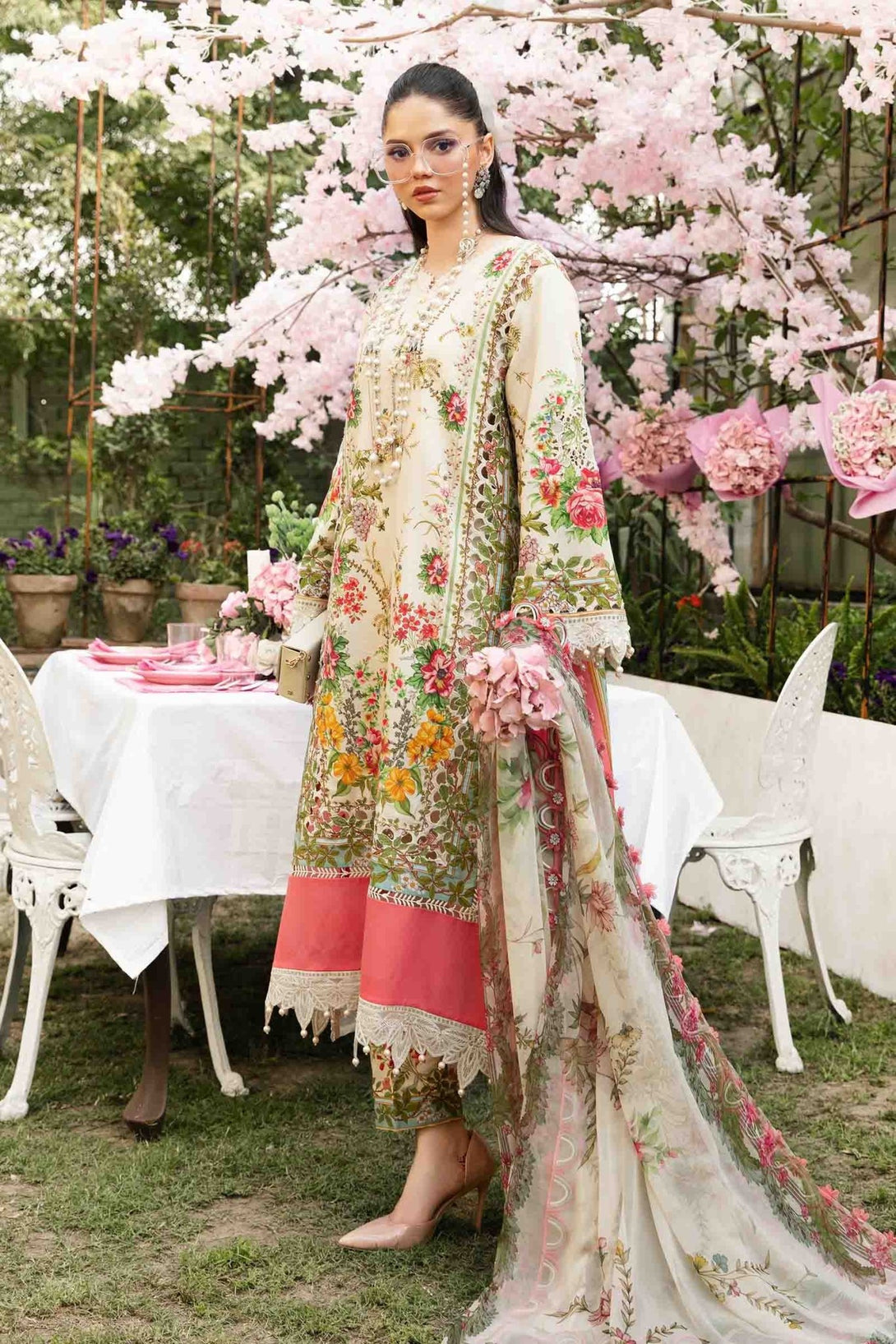 3 Piece Unstitched Embroidered Lawn Suit | MPT - 2605 - A - NEW NAMAL PRET