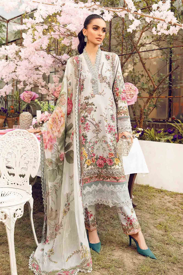3 Piece Unstitched Embroidered Lawn Suit | MPT - 2605 - B - NEW NAMAL PRET