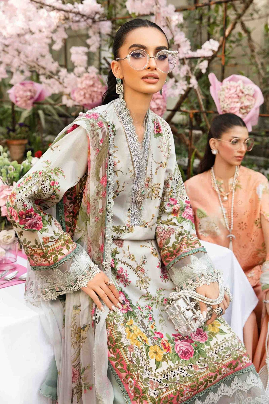 3 Piece Unstitched Embroidered Lawn Suit | MPT - 2605 - B - NEW NAMAL PRET