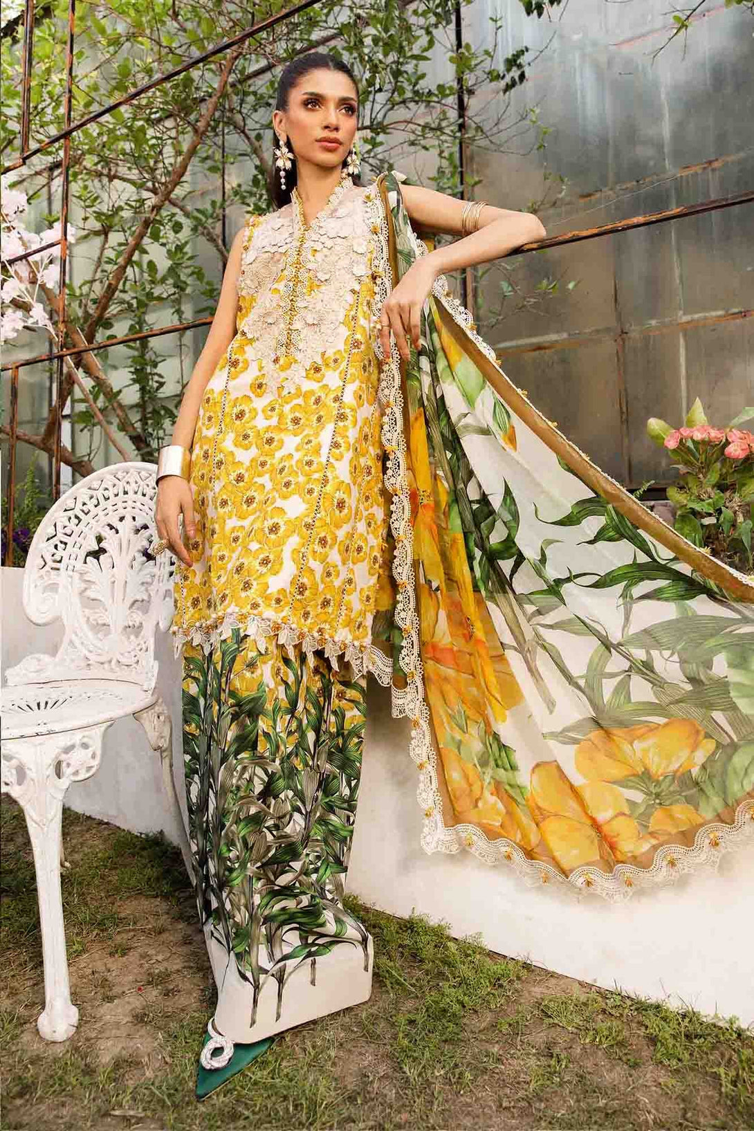 3 Piece Unstitched Embroidered Lawn Suit | MPT - 2606 - A - NEW NAMAL PRET