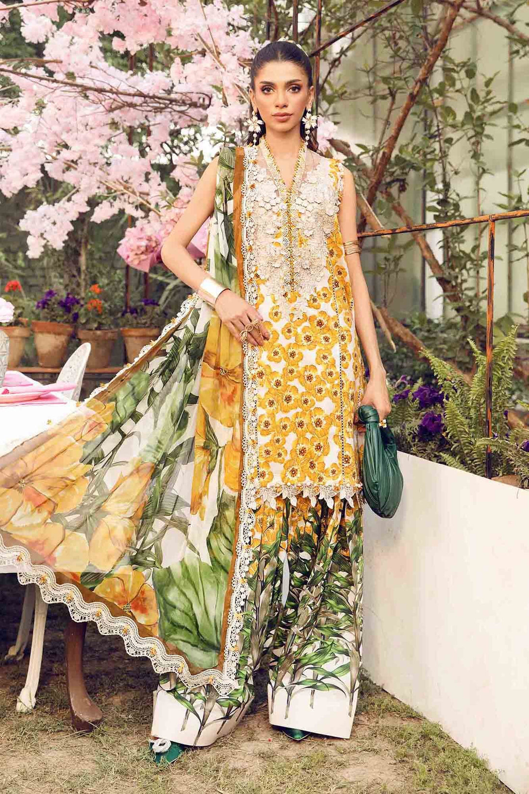 3 Piece Unstitched Embroidered Lawn Suit | MPT - 2606 - A - NEW NAMAL PRET