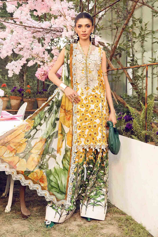 3 Piece Unstitched Embroidered Lawn Suit | MPT - 2606 - A - NEW NAMAL PRET