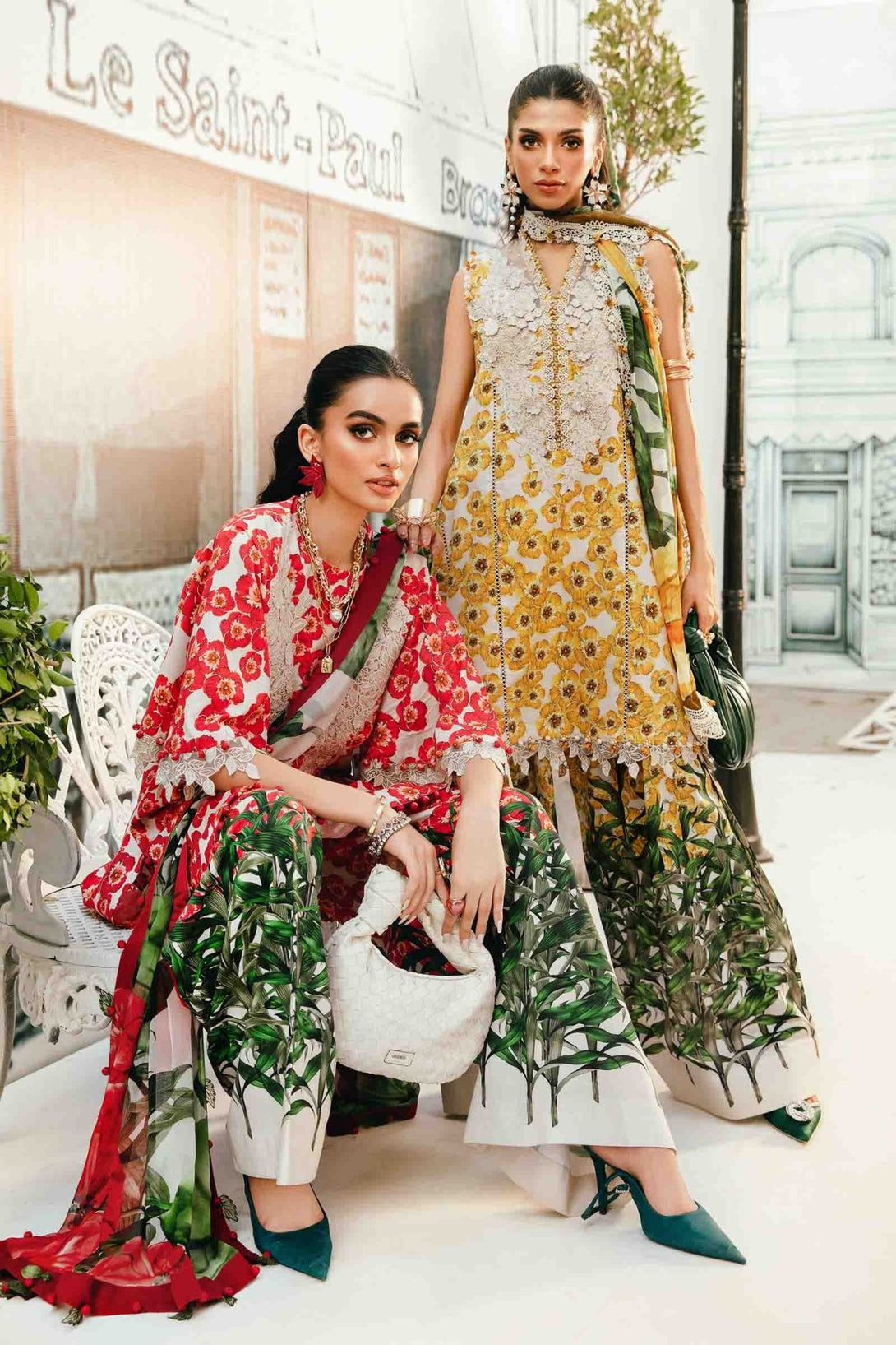 3 Piece Unstitched Embroidered Lawn Suit | MPT - 2606 - A - NEW NAMAL PRET