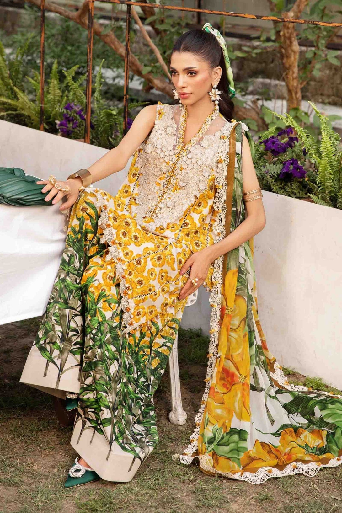 3 Piece Unstitched Embroidered Lawn Suit | MPT - 2606 - A - NEW NAMAL PRET
