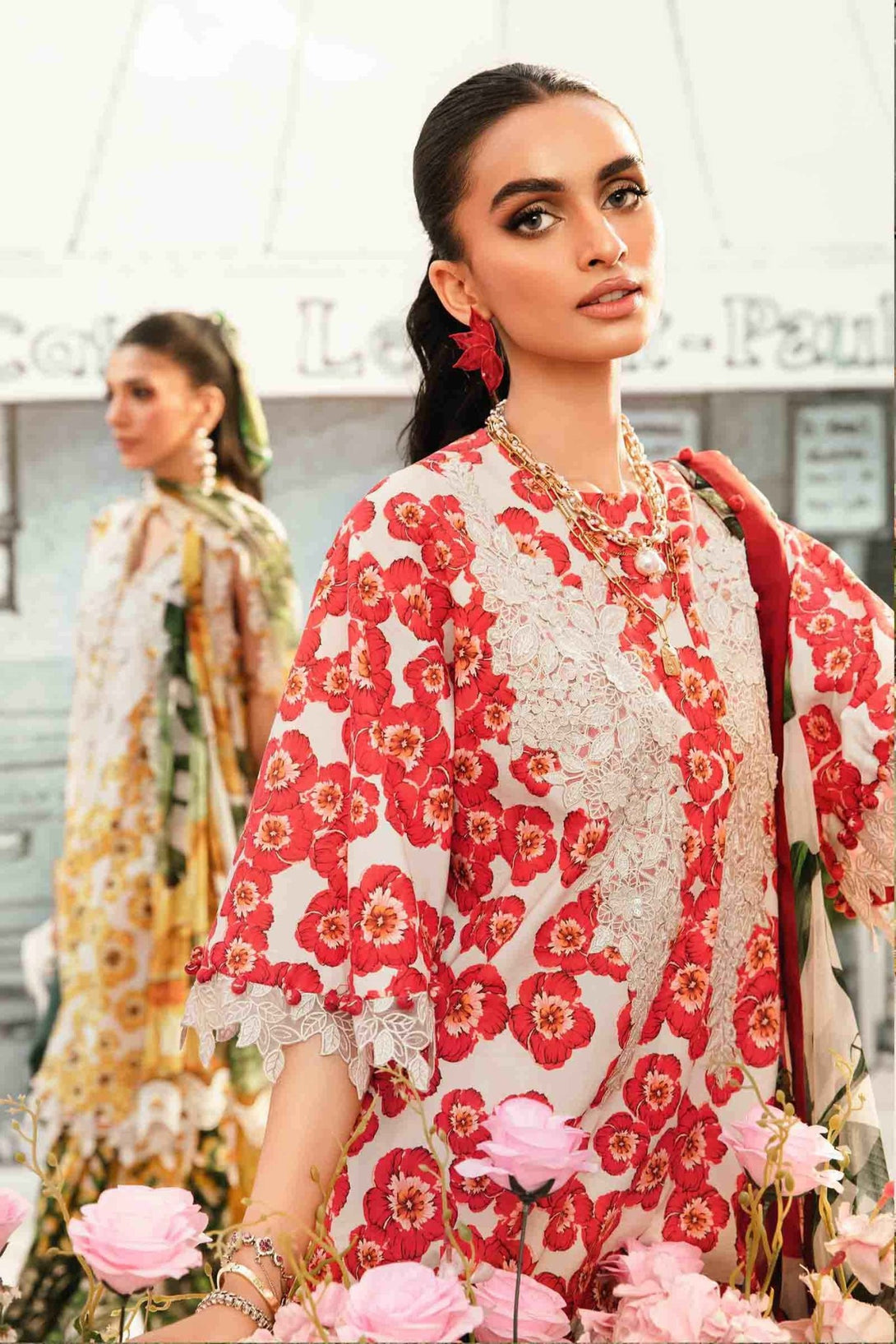 3 Piece Unstitched Embroidered Lawn Suit | MPT - 2606 - B - NEW NAMAL PRET