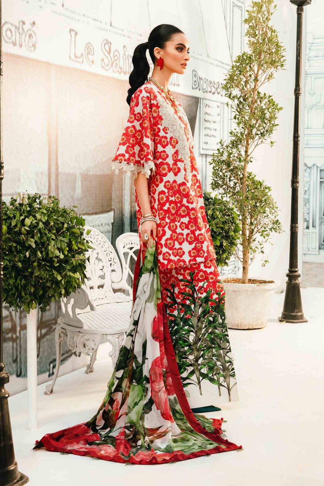 3 Piece Unstitched Embroidered Lawn Suit | MPT - 2606 - B - NEW NAMAL PRET