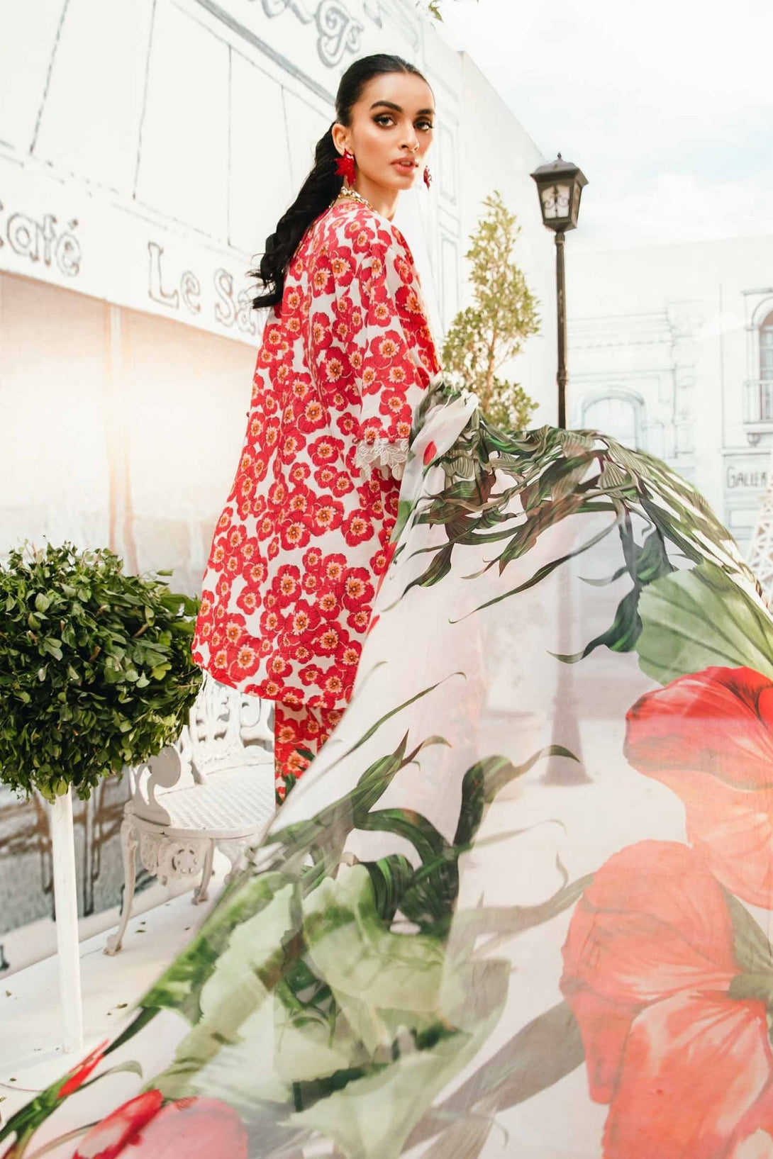 3 Piece Unstitched Embroidered Lawn Suit | MPT - 2606 - B - NEW NAMAL PRET