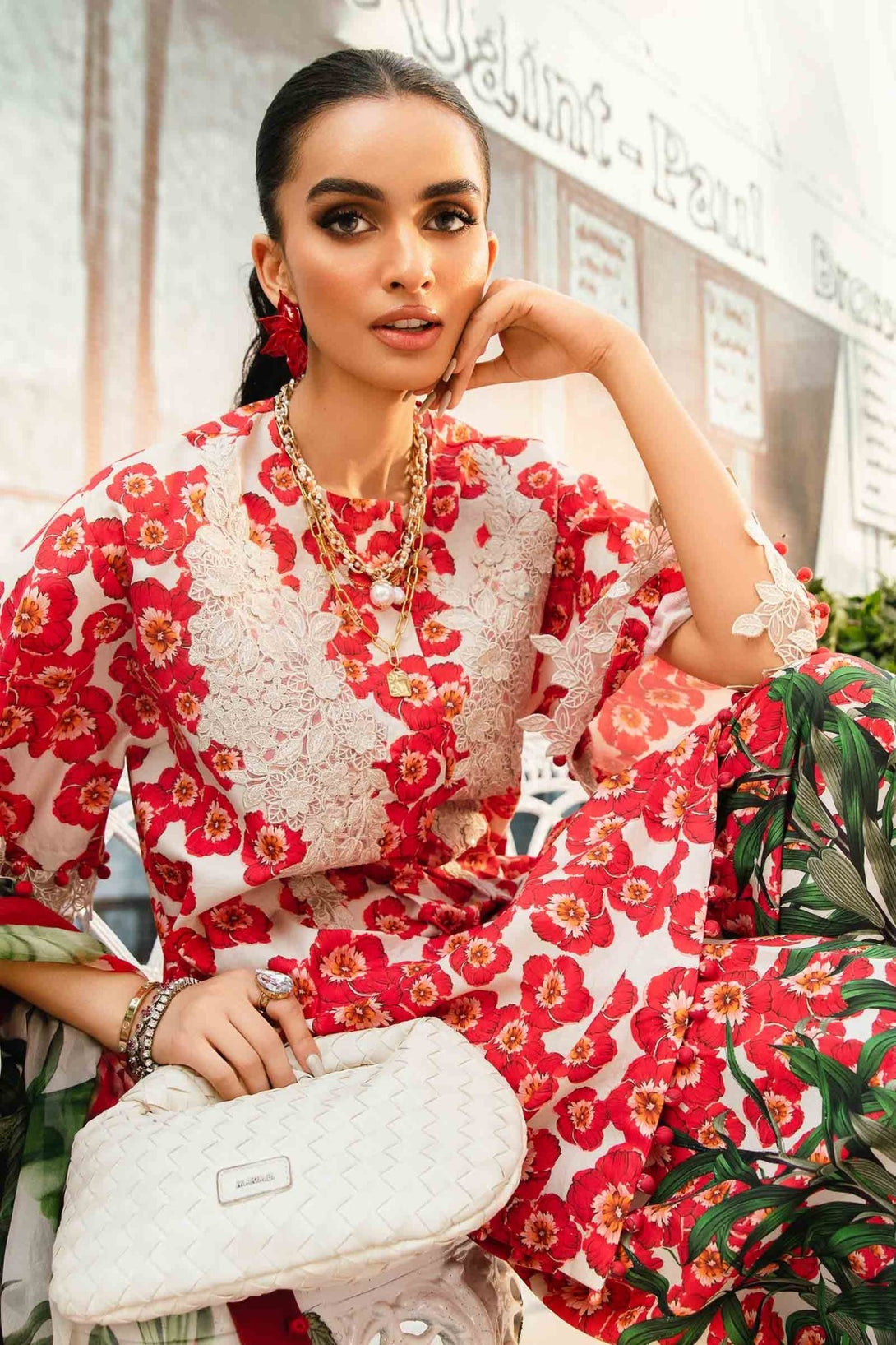 3 Piece Unstitched Embroidered Lawn Suit | MPT - 2606 - B - NEW NAMAL PRET