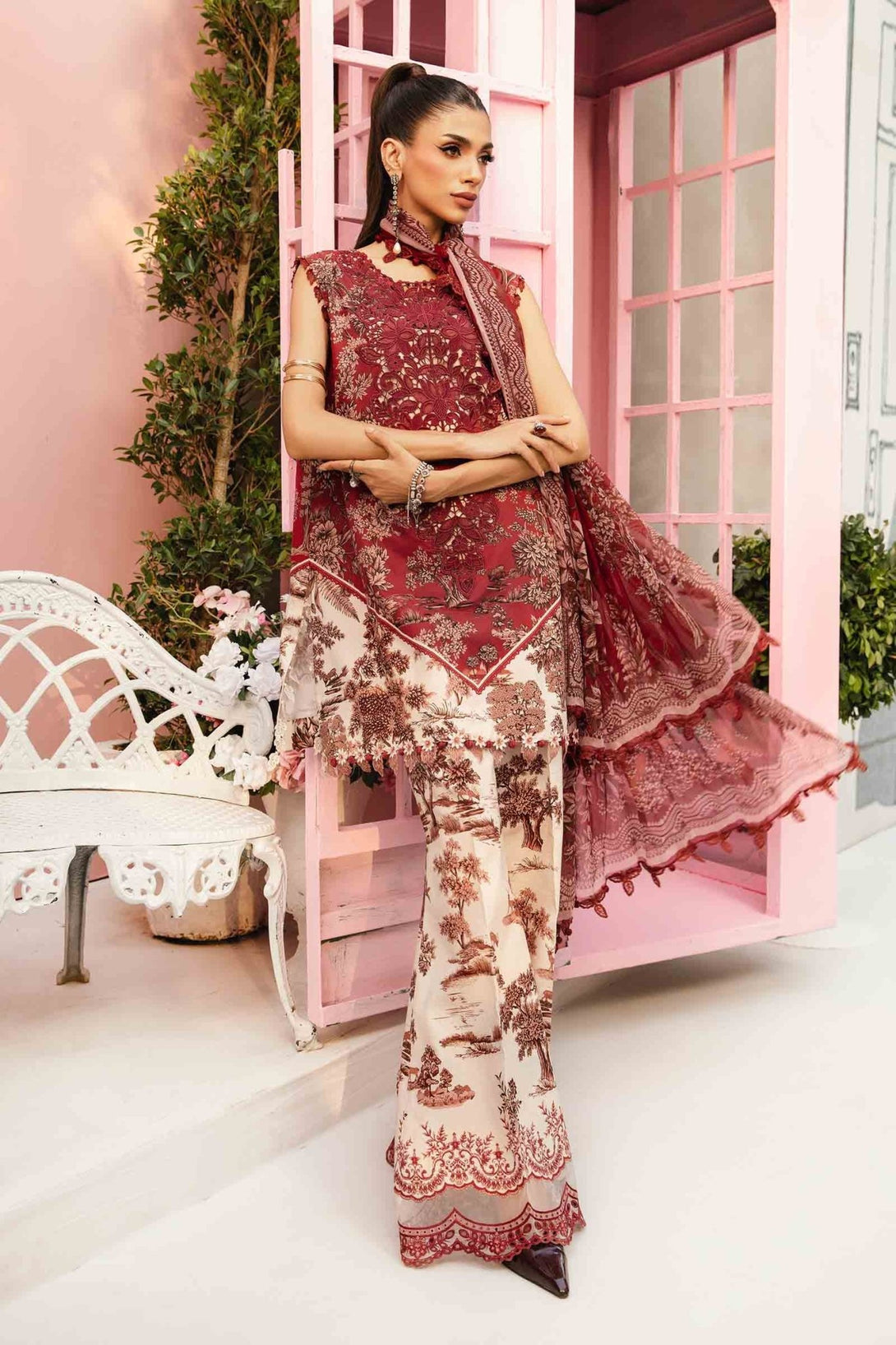 3 Piece Unstitched Embroidered Lawn Suit | MPT - 2608 - A - NEW NAMAL PRET