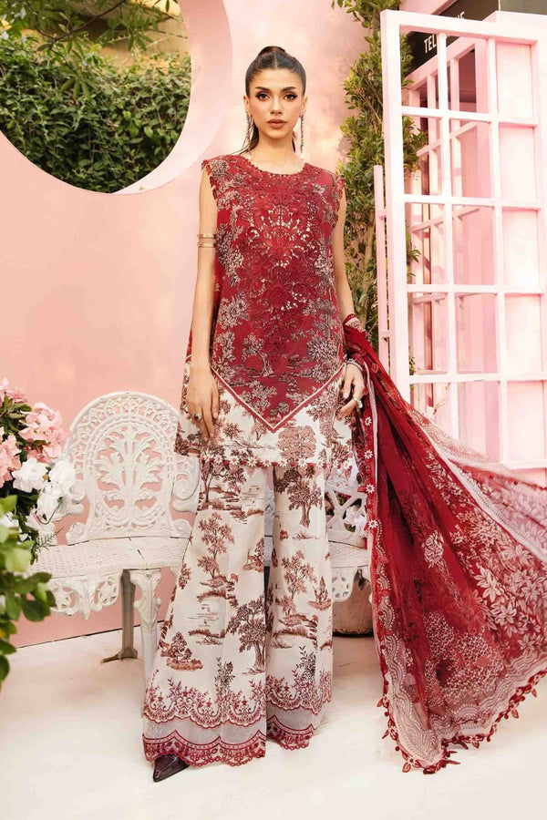 3 Piece Unstitched Embroidered Lawn Suit | MPT - 2608 - A - NEW NAMAL PRET