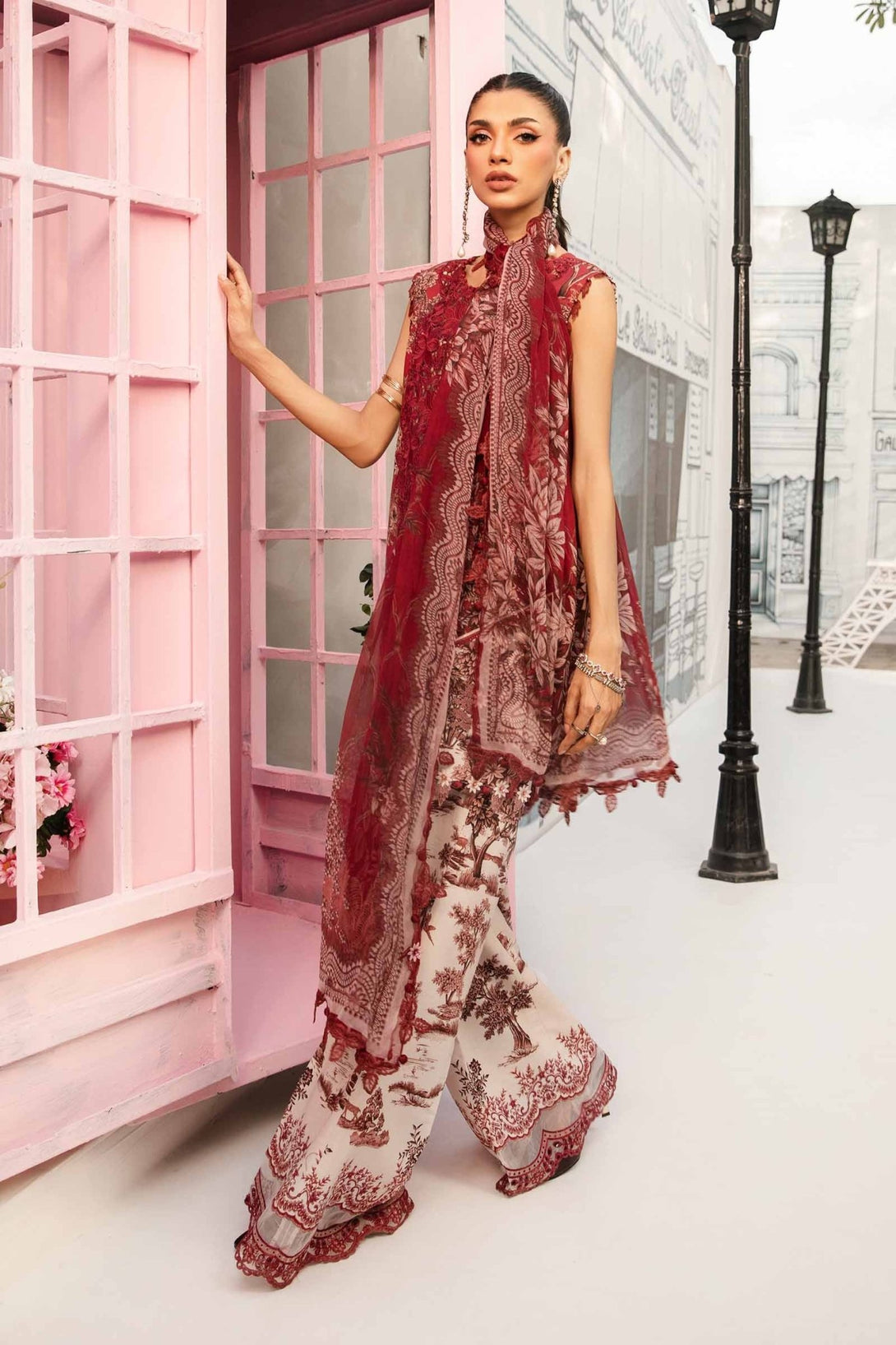 3 Piece Unstitched Embroidered Lawn Suit | MPT - 2608 - A - NEW NAMAL PRET
