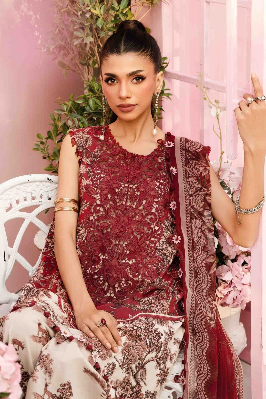 3 Piece Unstitched Embroidered Lawn Suit | MPT - 2608 - A - NEW NAMAL PRET