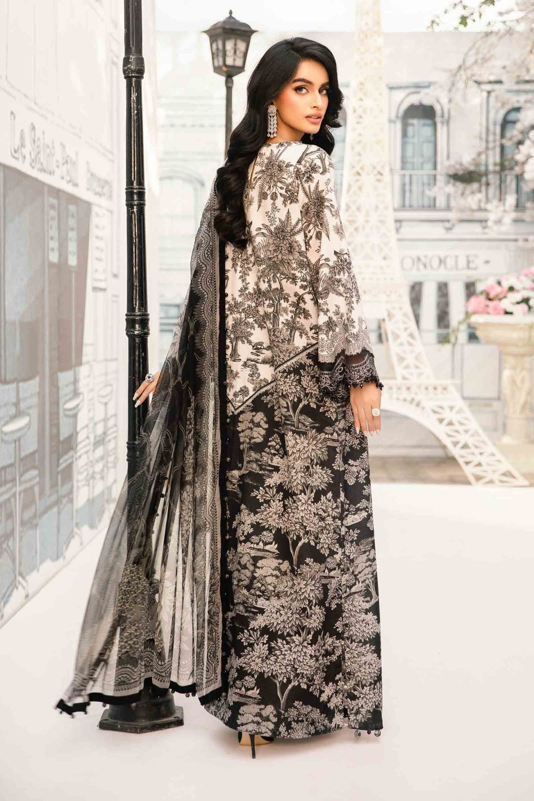 3 Piece Unstitched Embroidered Lawn Suit | MPT - 2608 - B - NEW NAMAL PRET