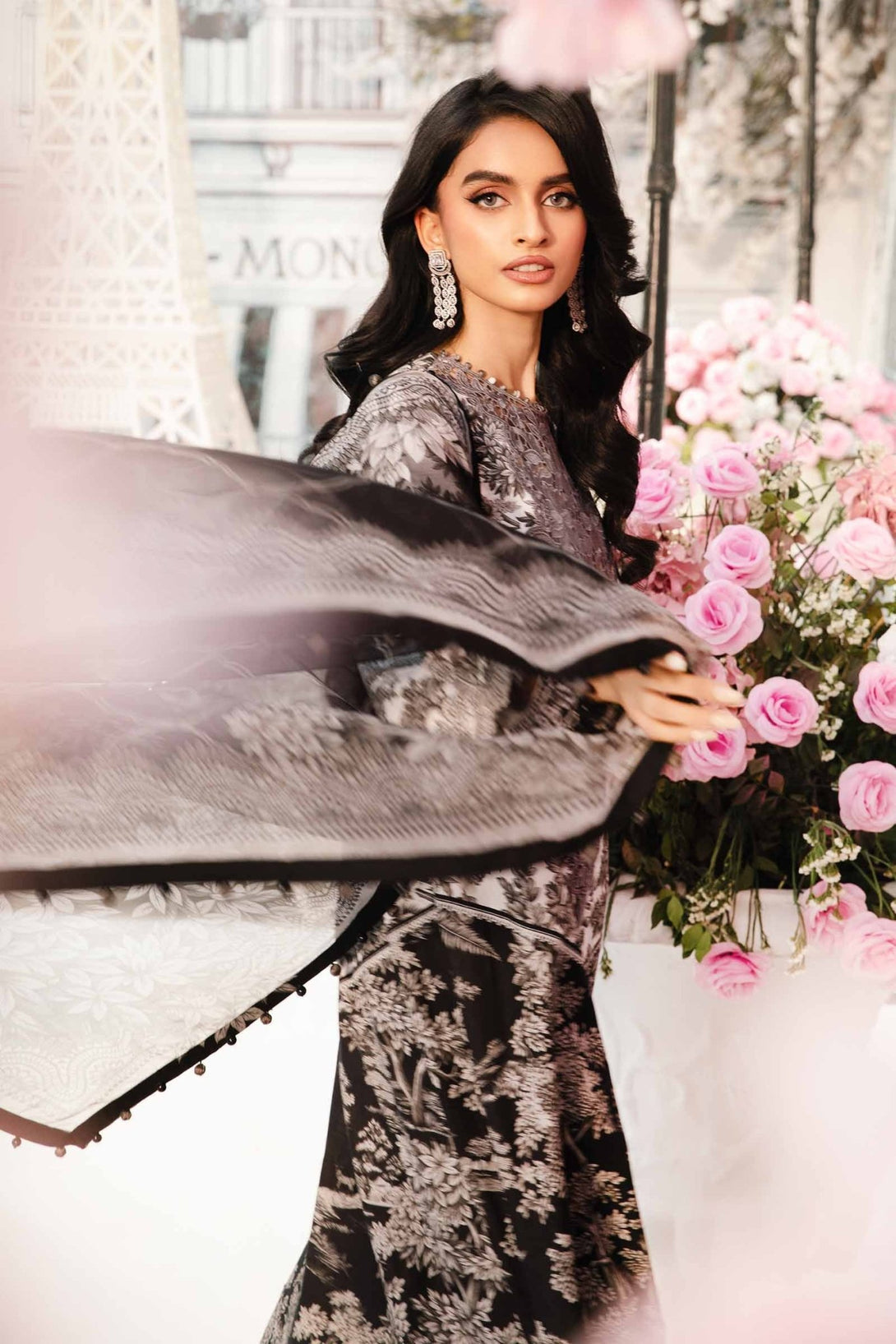 3 Piece Unstitched Embroidered Lawn Suit | MPT - 2608 - B - NEW NAMAL PRET