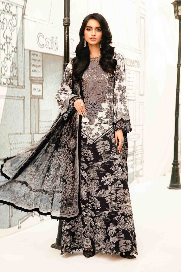 3 Piece Unstitched Embroidered Lawn Suit | MPT - 2608 - B - NEW NAMAL PRET