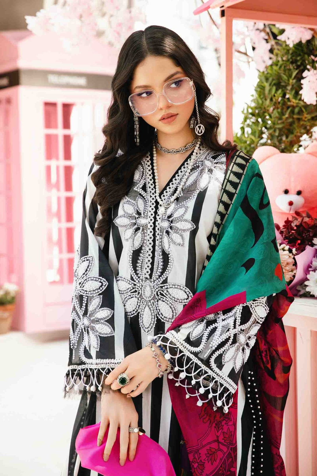 3 Piece Unstitched Embroidered Lawn Suit | MPT - 2609 - B - NEW NAMAL PRET