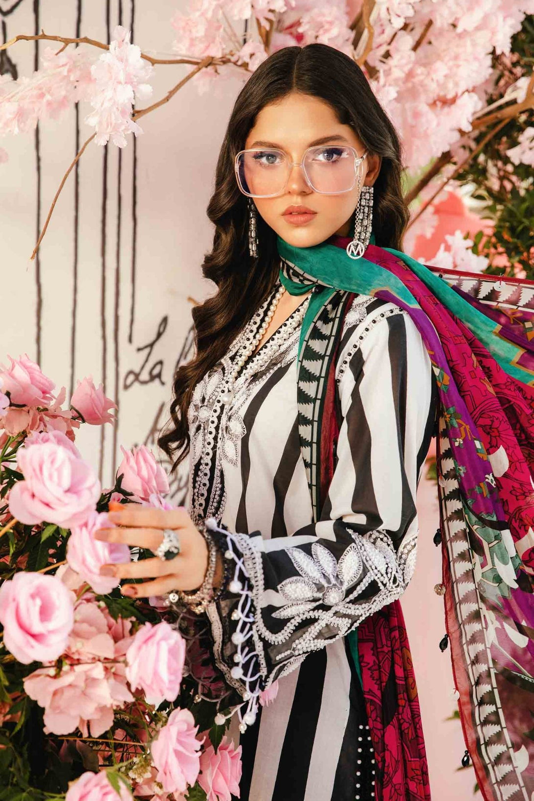3 Piece Unstitched Embroidered Lawn Suit | MPT - 2609 - B - NEW NAMAL PRET
