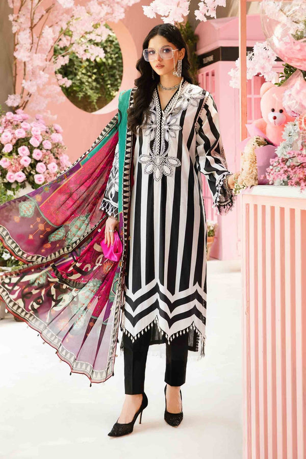 3 Piece Unstitched Embroidered Lawn Suit | MPT - 2609 - B - NEW NAMAL PRET