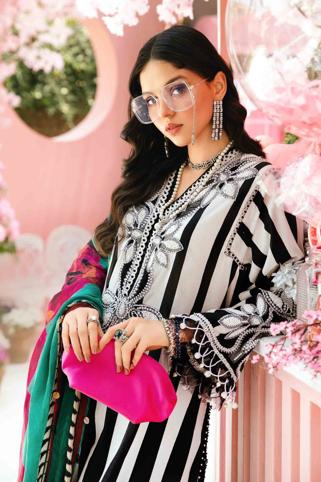3 Piece Unstitched Embroidered Lawn Suit | MPT - 2609 - B - NEW NAMAL PRET