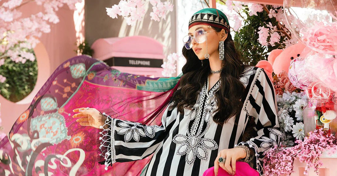 3 Piece Unstitched Embroidered Lawn Suit | MPT - 2609 - B - NEW NAMAL PRET