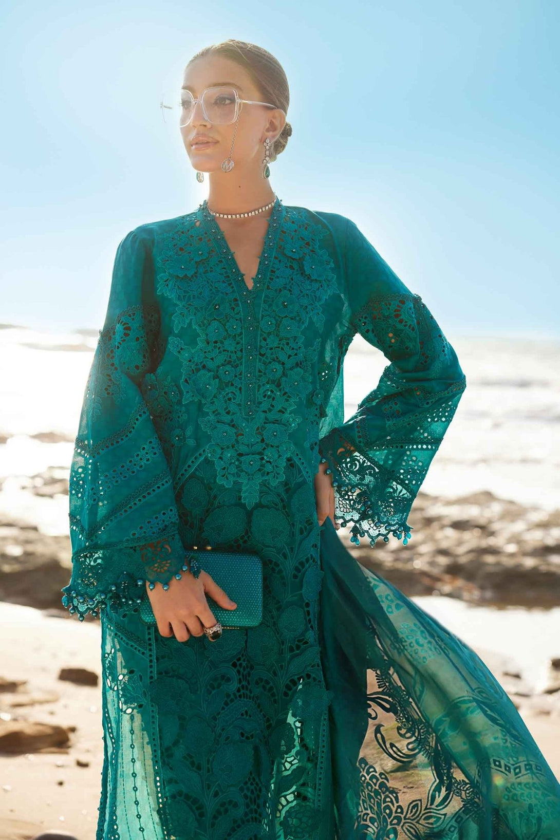 3 Piece Unstitched Embroidered Organza Lawn Suit | EID LAWN - 25 - 05 - NEW NAMAL PRET