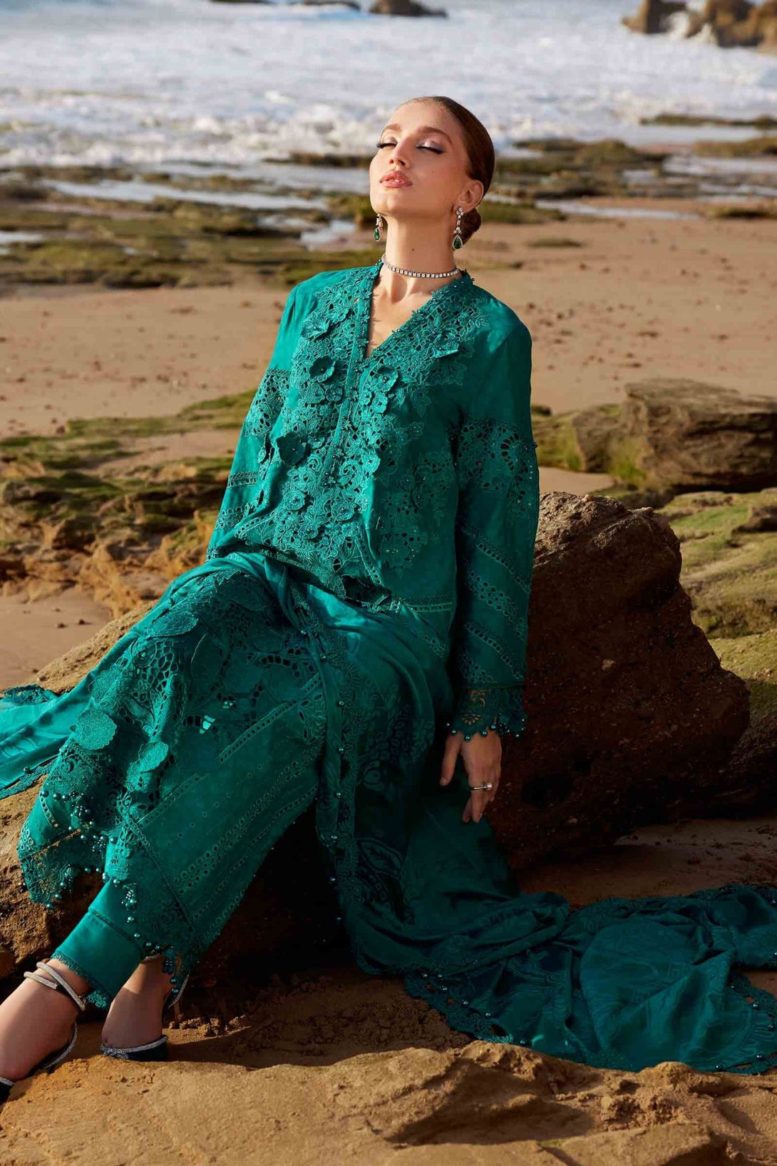 3 Piece Unstitched Embroidered Organza Lawn Suit | EID LAWN - 25 - 05 - NEW NAMAL PRET