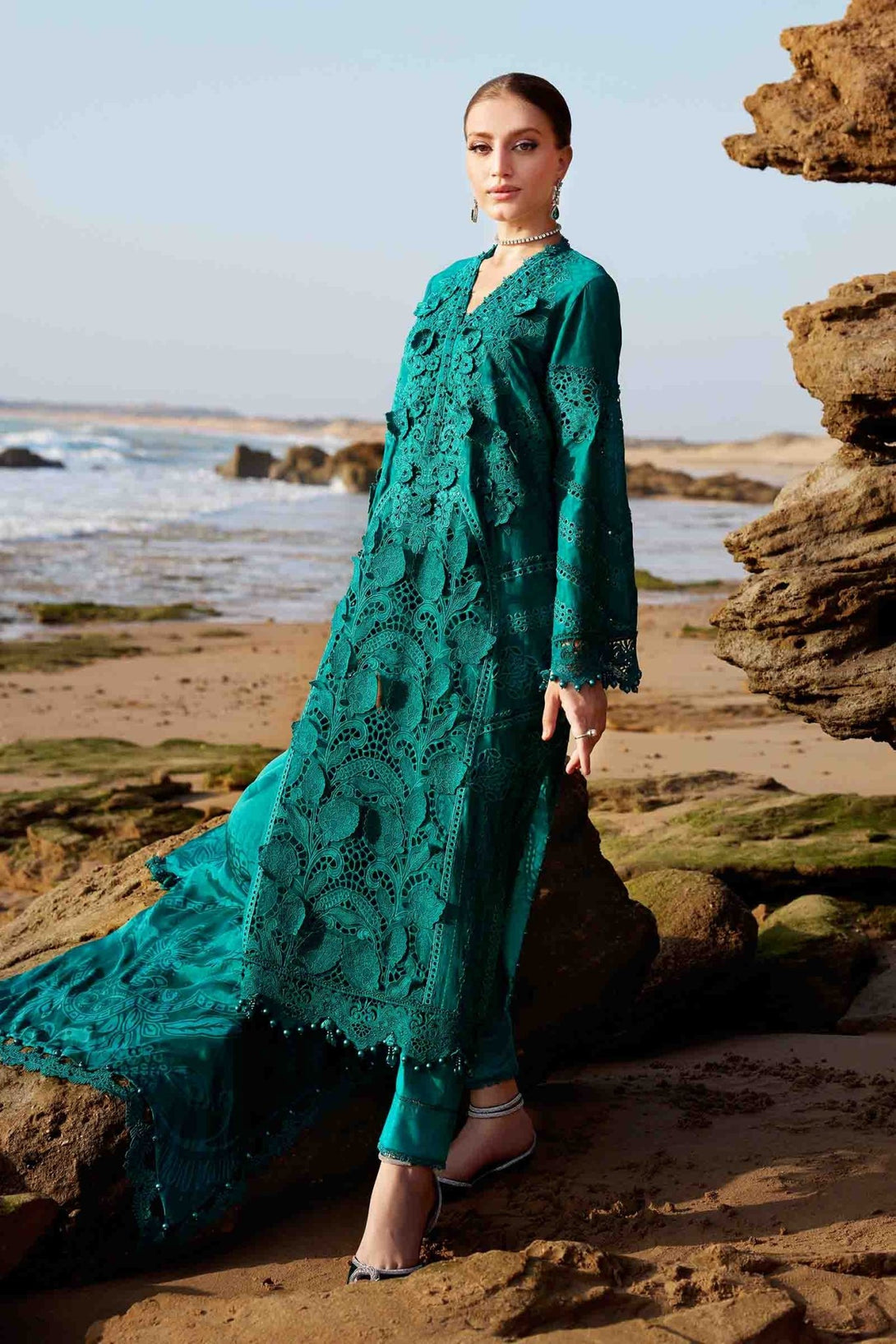 3 Piece Unstitched Embroidered Organza Lawn Suit | EID LAWN - 25 - 05 - NEW NAMAL PRET