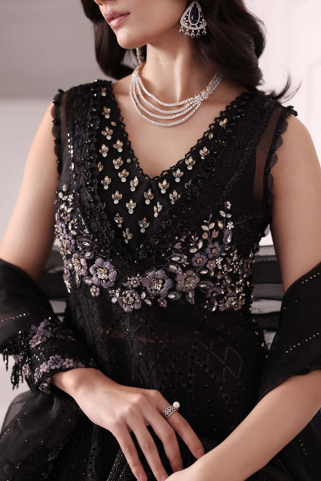 3 Piece Unstitched Embroidered Organza Suit | BD - 3004 - NEW NAMAL PRET