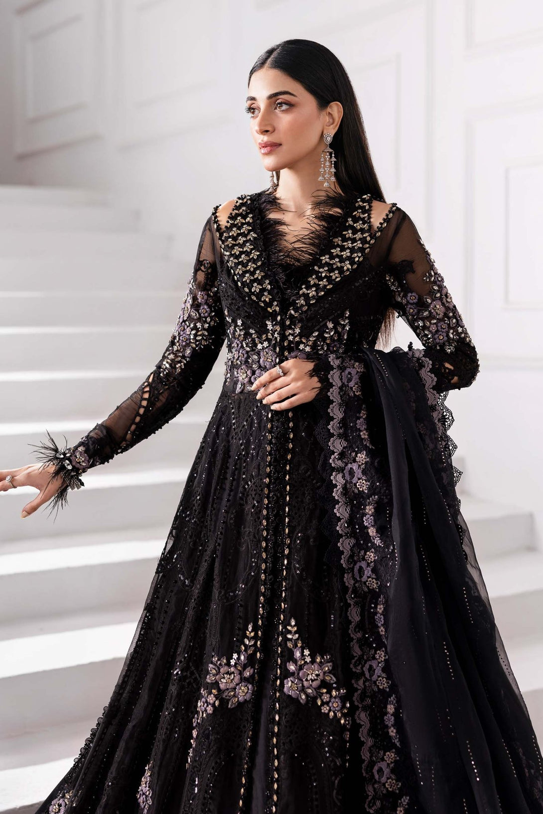 3 Piece Unstitched Embroidered Organza Suit | BD - 3004 - NEW NAMAL PRET