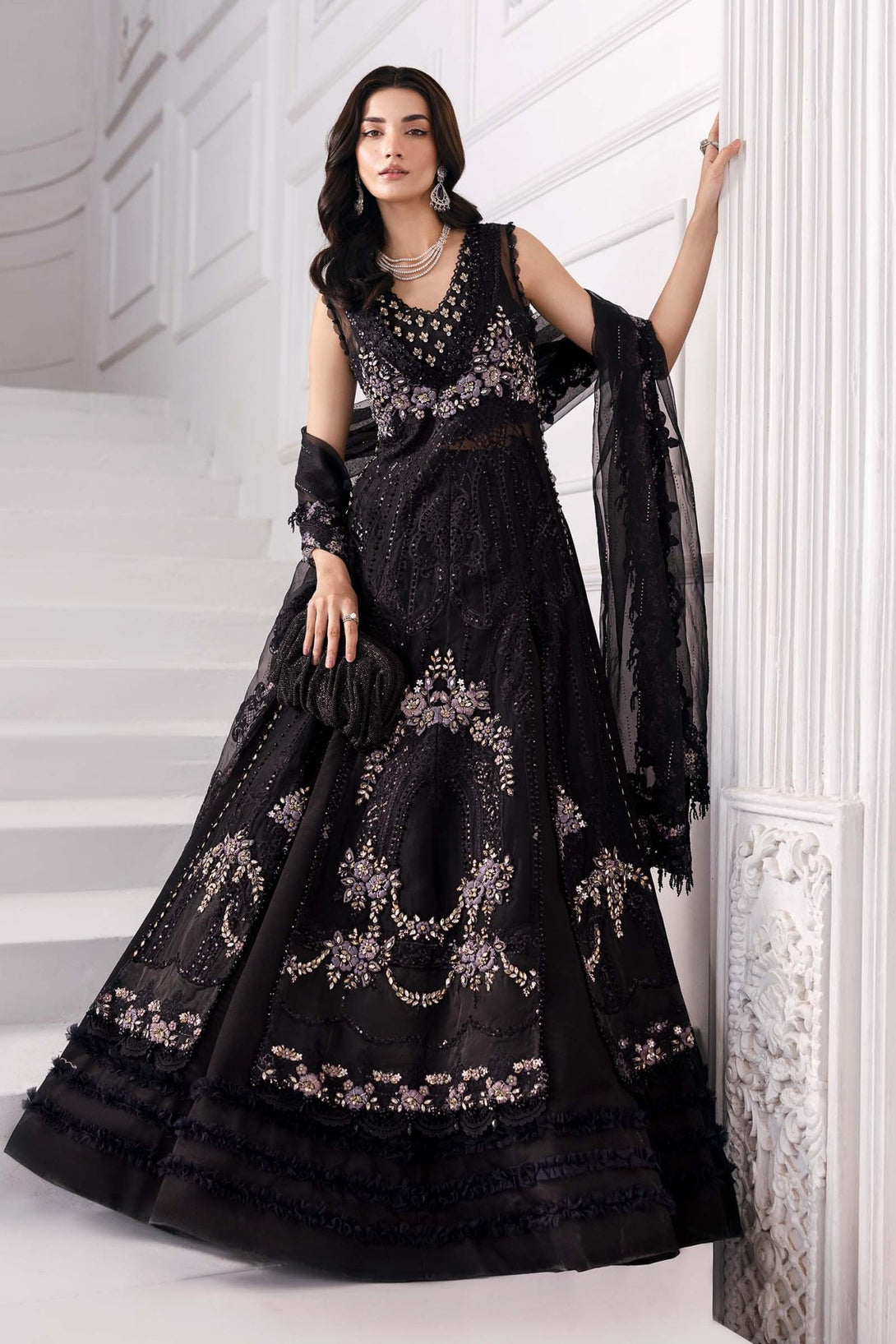 3 Piece Unstitched Embroidered Organza Suit | BD - 3004 - NEW NAMAL PRET